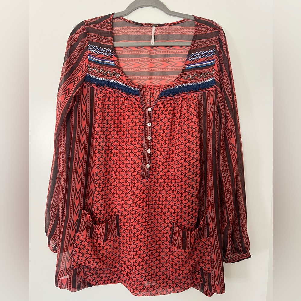 Free People Red and Blue top
